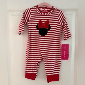 Boutique Mini mouse disney Red and White Striped One-Piece 12m